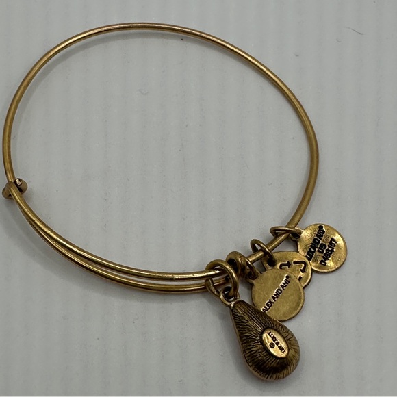 Alex And Ani Gold Bangle Bracelet With Pink Teardrop October birthstone - Picture 5 of 5